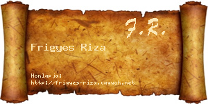 Frigyes Riza névjegykártya